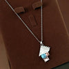 Stainless Steel Crystal Pendant Necklace For Women Colorful Gemstone Geometric Choker Jewelry
