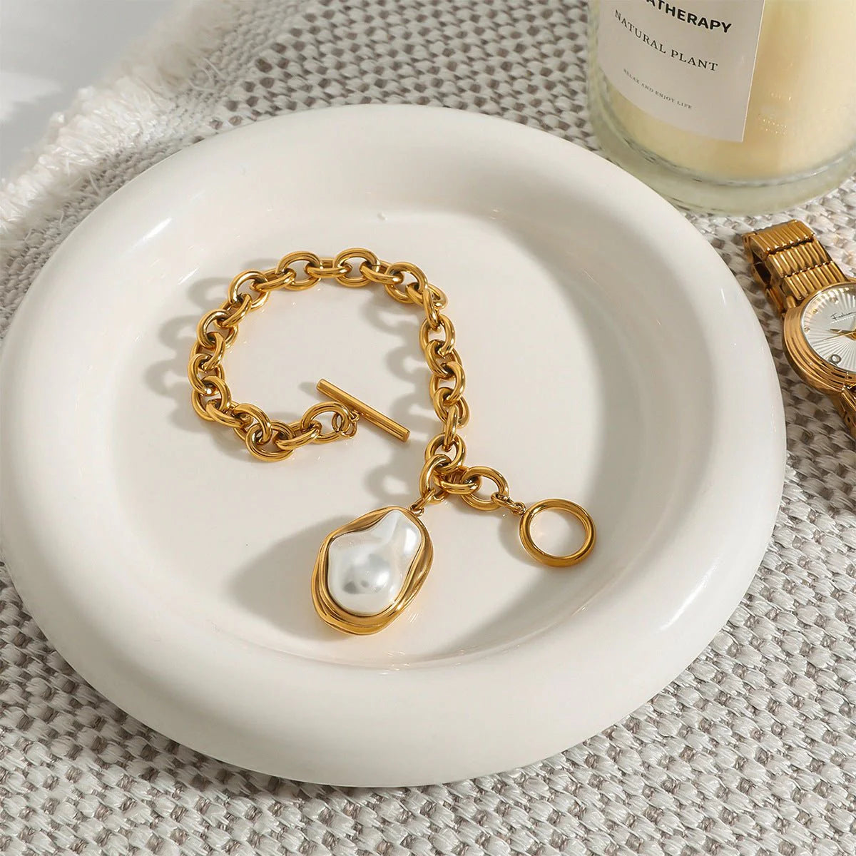 Stylish Stainless Steel Bracelet With 18k Gold Plating