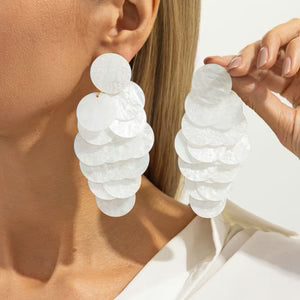 Vacation Multi-layer Disc Tassel Stud Earrings