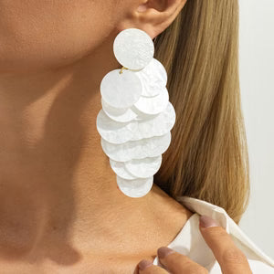 Vacation Multi-layer Disc Tassel Stud Earrings