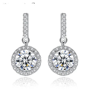 Womens Round Full-Diamond-Inlaid Fashion Earrings